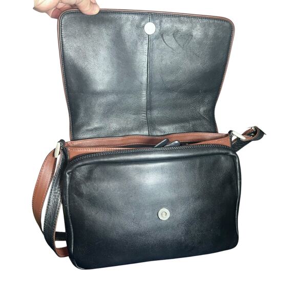 Derek Alexander Black Brown Leather Messenger Crossbody Bag Unisex - Picture 5 of 13